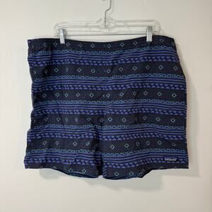 Patagonia Men's Baggies Longs Swim Shorts Lined Pattern Retro Blue Large